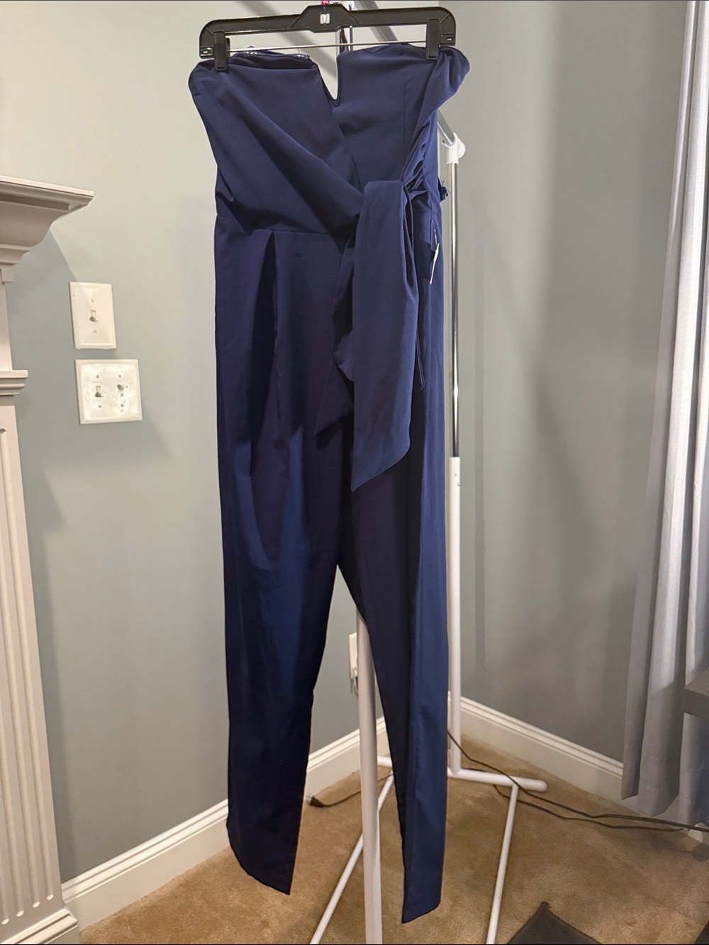 Charlotte Russe Strapless Navy Jumpsuit with Side Tie
